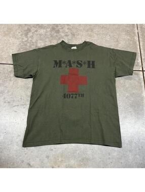 vintage mash olive green military tv show shirt size large